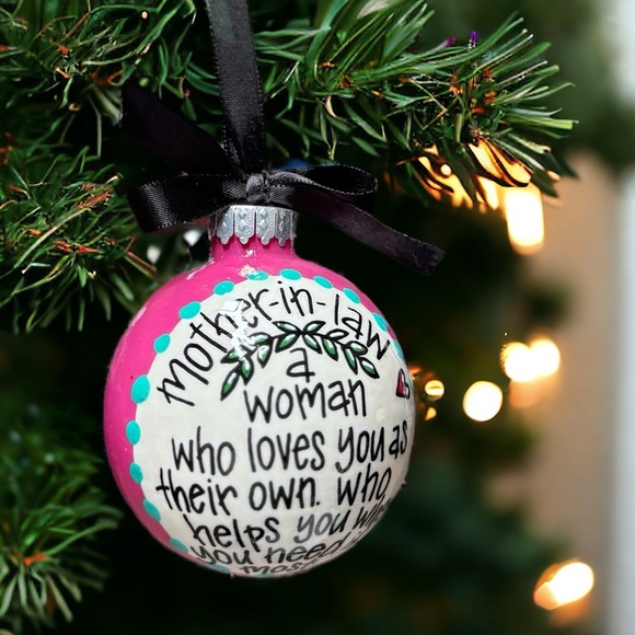 Heartfelt Mother-in-Law Christmas Ornament, Personalized & Hand-Painted Keepsake - Picture 9 of 10